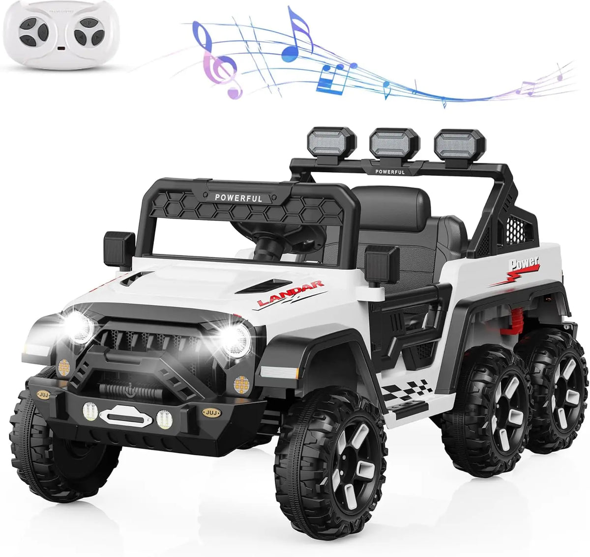 24V Power Wheels Ride on Car for Kids with Remote Control,6 Wheels, 4WD Switchable,Bluetooth, 3 Speeds,Electric Vehicles Battery