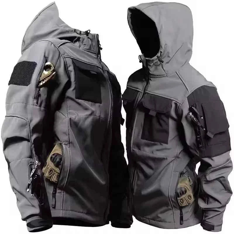 New Autumn WinterTactical Jackets Men Military Soft Shell Waterproof Windproof Hooded Jacket Outdoor Functional Multi-pockets