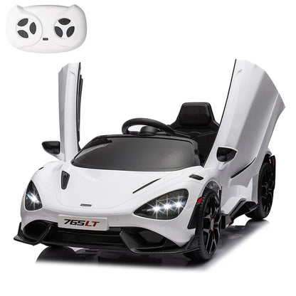 12V Licensed McLaren 765LT Kids Ride On Toy,Electric Vehicle for Toddler Age 3+,Battery Powered Ride On Car with Hydraulic Doors
