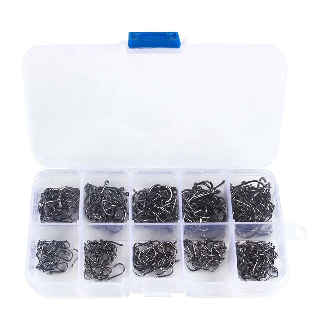 100-1000pcs Fish Hooks with barbed fishhook For Bait With Plastic Box Kit For Saltwater Freshwater fishing tools