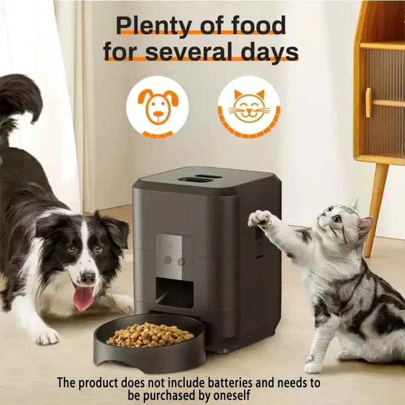 2L Automatic Feed Dispenser For Pets Intelligent Feed Dispersion For Cats And Dogs Regular Quantitative Feeding With Recording