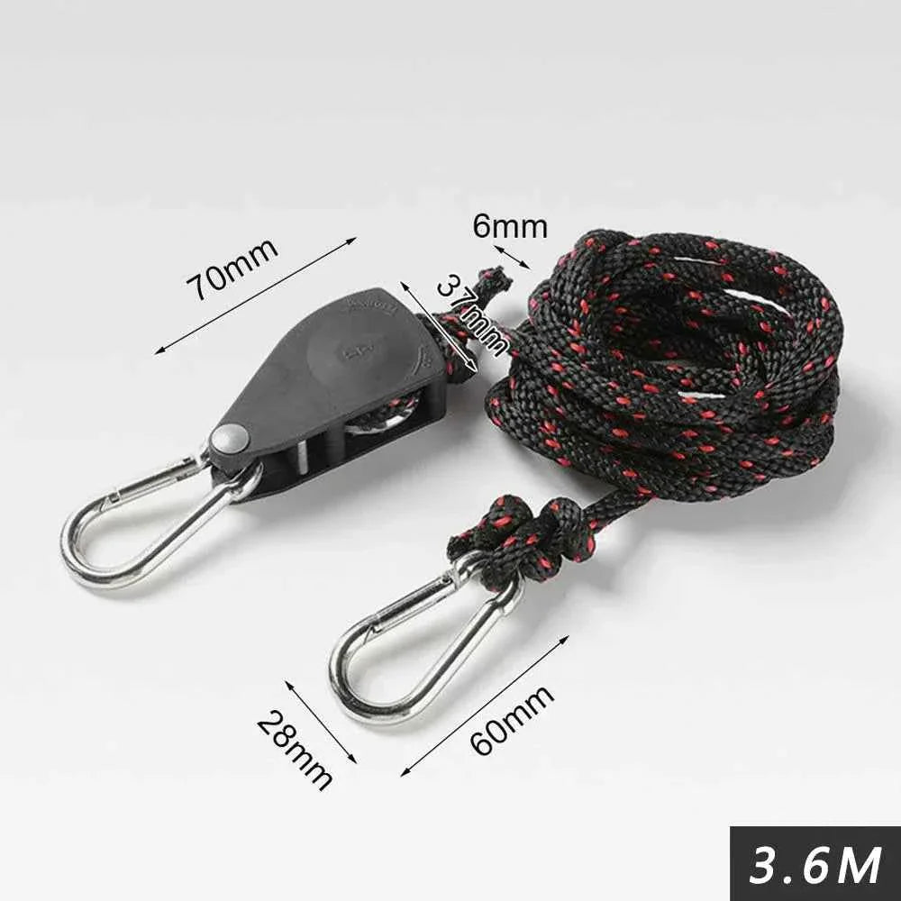 Camping Tent Adjustable Rope Fastener Fixed Buckle Pulley Tensioner Ratchet Hangers Lights Lifting Camping Awning Wind Rope