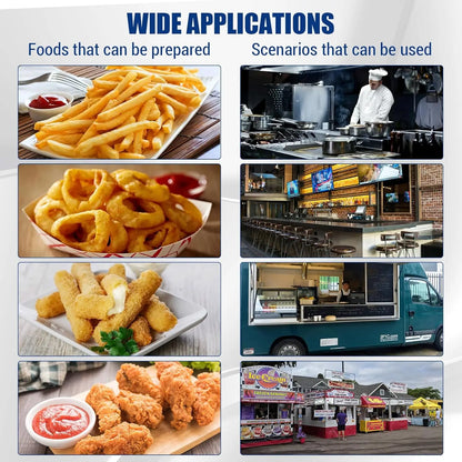 Commercial Electric Deep Fryer with Baskets Stainless Steel Adjustable Temperature Deep Fryer for Restaurant and Home