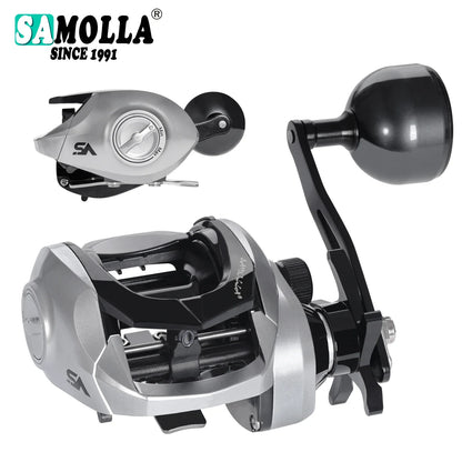 SAMOLLA Large New Baitcasting Fishing Reel Saltwater Waterproof Sea Fishing 6.3:1 15KG Drag Catfishing Trolling Metal Base