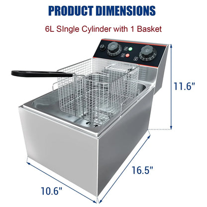 Commercial Electric Deep Fryer with Baskets Stainless Steel Adjustable Temperature Deep Fryer for Restaurant and Home