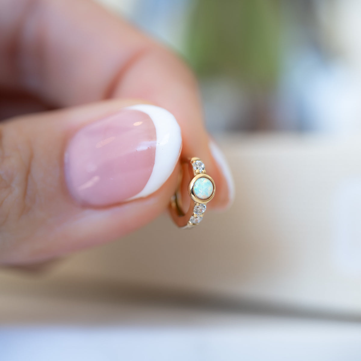 Solitaire CZ Opal Huggies