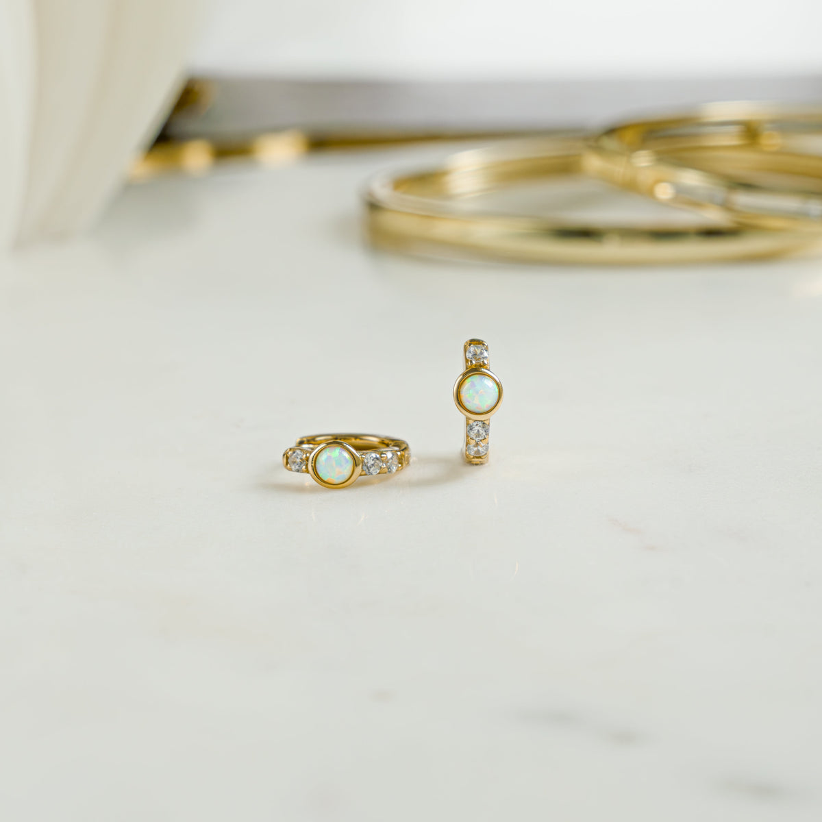 Solitaire CZ Opal Huggies