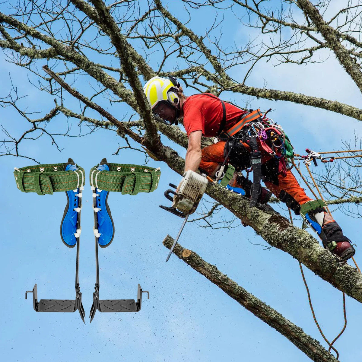 Professional Tree Climbing Gear Kit – 220lb Capacity Carbon Steel, Safety Straps & Pedals for Arborist Work