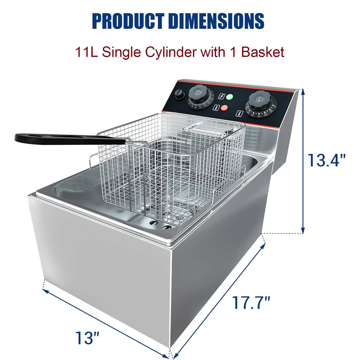 Commercial Electric Deep Fryer with Baskets Stainless Steel Adjustable Temperature Deep Fryer for Restaurant and Home
