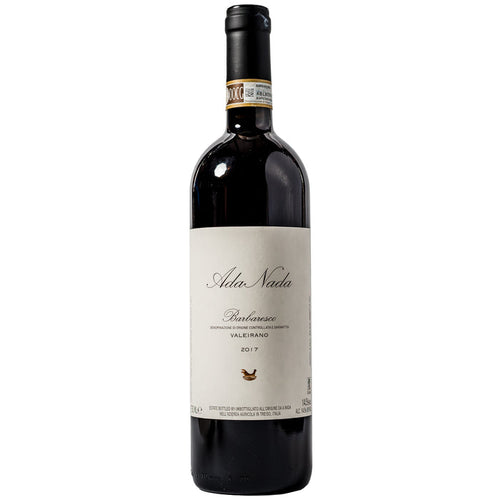 Barbaresco wine bottle with Ada Nada label, Valeirano, 2017, dark glass