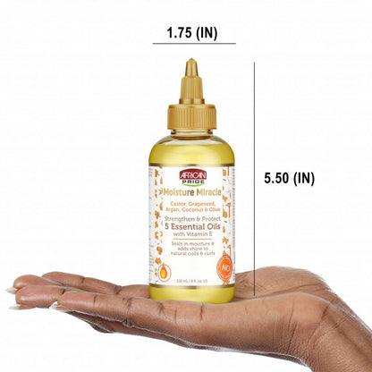 African Pride Moisture Miracle Castor, Grapeseed, Argan, Coconut & Olive 5 Essential Oils 4oz