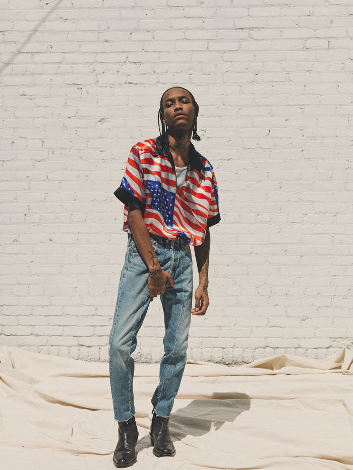 American Flag Satin Cupro Oasis Shirt | Phipps | DEPARTAMENTO