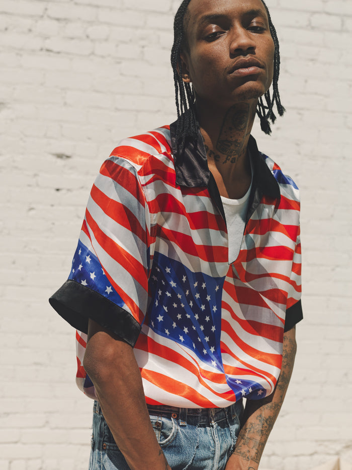 American Flag Satin Cupro Oasis Shirt | Phipps | DEPARTAMENTO