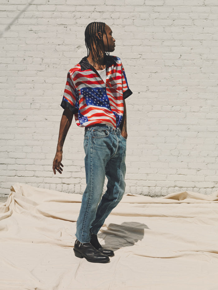 American Flag Satin Cupro Oasis Shirt | Phipps | DEPARTAMENTO