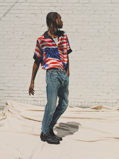 American Flag Satin Cupro Oasis Shirt | Phipps | DEPARTAMENTO