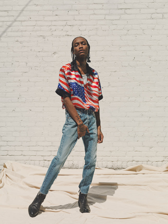 American Flag Satin Cupro Oasis Shirt | Phipps | DEPARTAMENTO