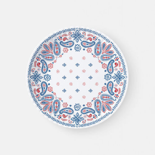 American Holiday Paisley Melamine "Paper" Plates Set of 4