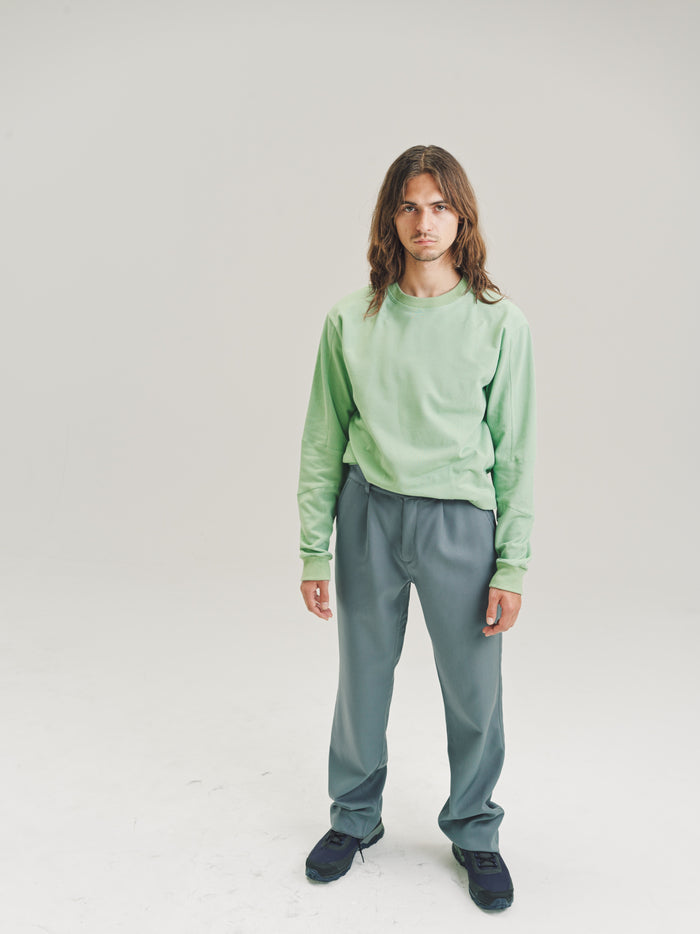 Aqua Light Piquet Cotton Skeleton Long Sleeve T-Shirt | GR10K | DEPARTAMENTO