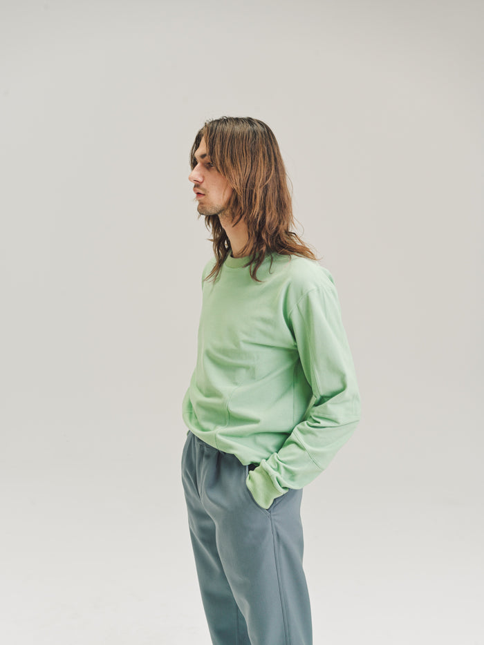 Aqua Light Piquet Cotton Skeleton Long Sleeve T-Shirt | GR10K | DEPARTAMENTO