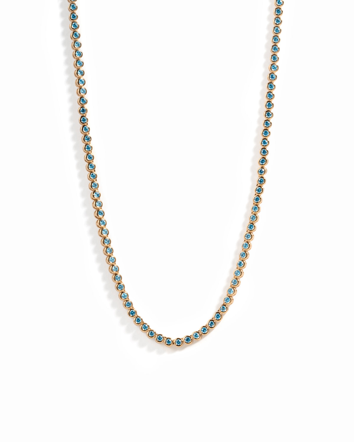 Aquamarine Bezel Tennis Necklace