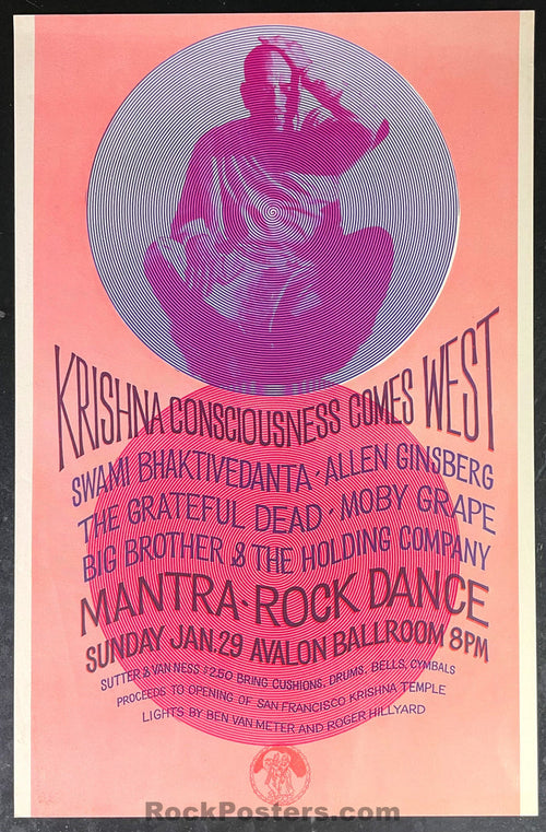 AUCTION - AOR 2.18 - Grateful Dead Janis Joplin -  Allen Ginsberg - 1967 Poster - Avalon Ballroom - Near Mint Minus