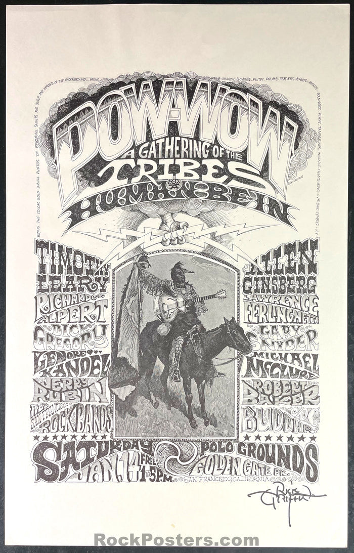 Auction - AOR 2.215 - Human Be-In - Rick Griffin SIGNED - 1967 Concert Poster - Near Mint Minus