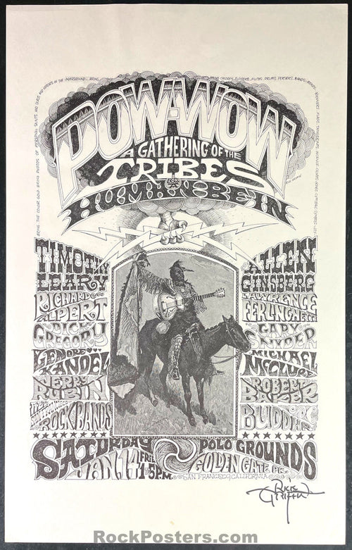 Auction - AOR 2.215 - Human Be-In - Rick Griffin SIGNED - 1967 Concert Poster - Near Mint Minus