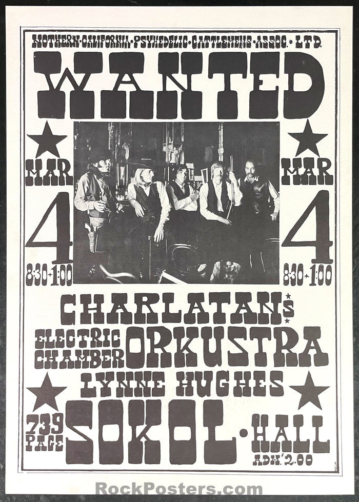 AUCTION - AOR Page 68 - Charlatans - 1967 Poster - Sokol Hall - Near Mint - SF Rock Posters & Collectibles