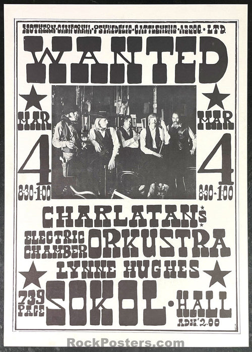 AUCTION - AOR Page 68 - Charlatans - 1967 Poster - Sokol Hall - Near Mint - SF Rock Posters & Collectibles