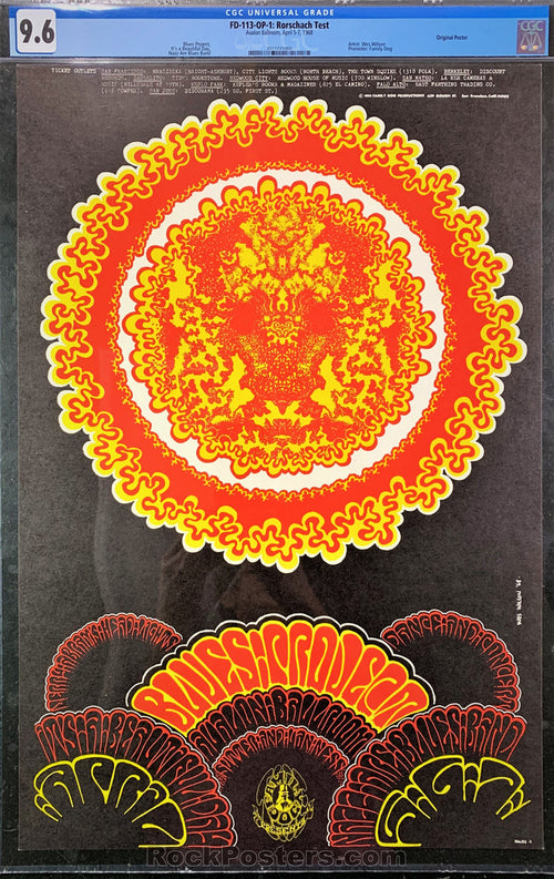 AUCTION - FD-113 - Blues Project Poster - 1968 Poster - Avalon Ballroom - CGC Graded 9.6