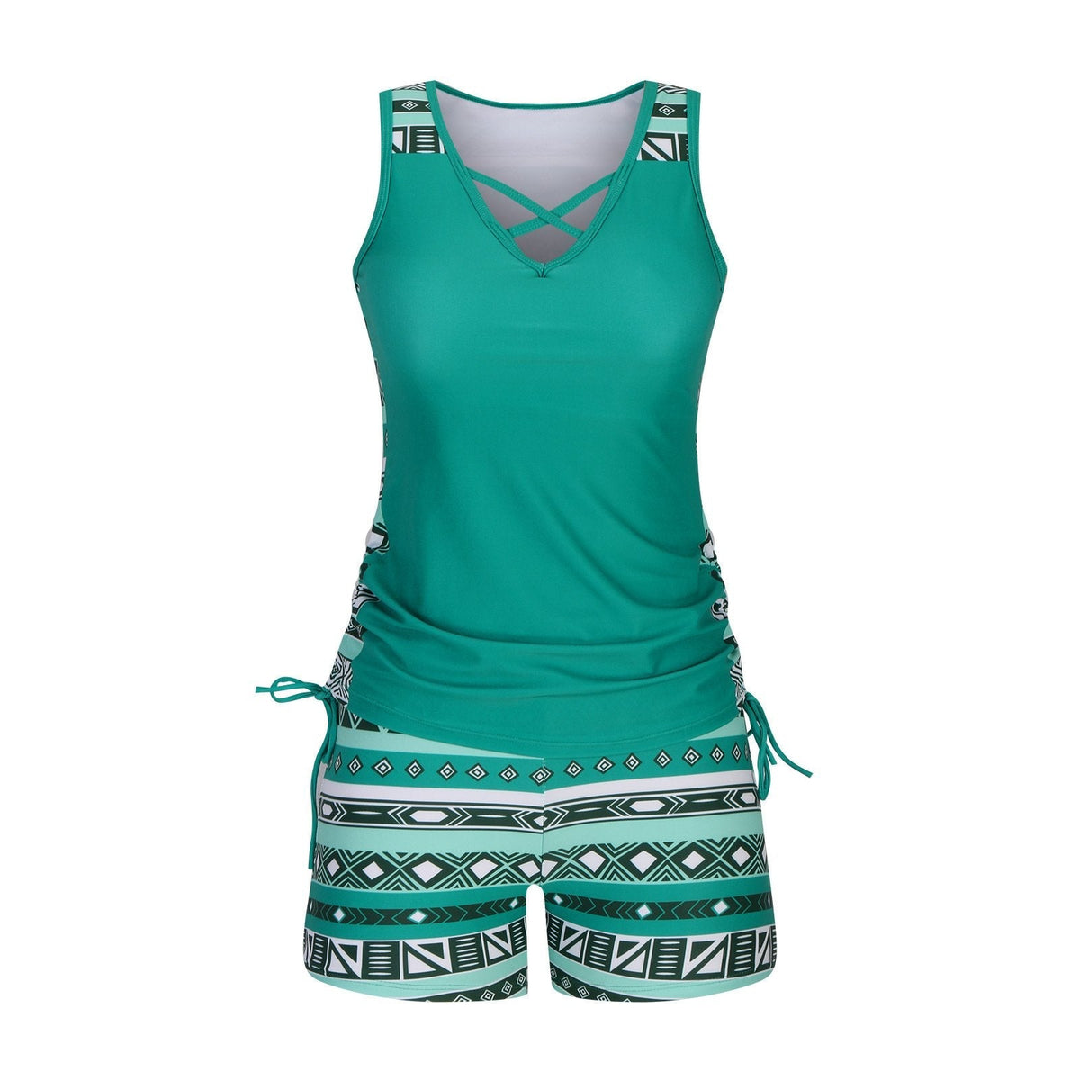 Women's Tummy Control Tankini Set with Built-In Bra ‚Äì Flattering Boho Swimwear with Shortsüíù