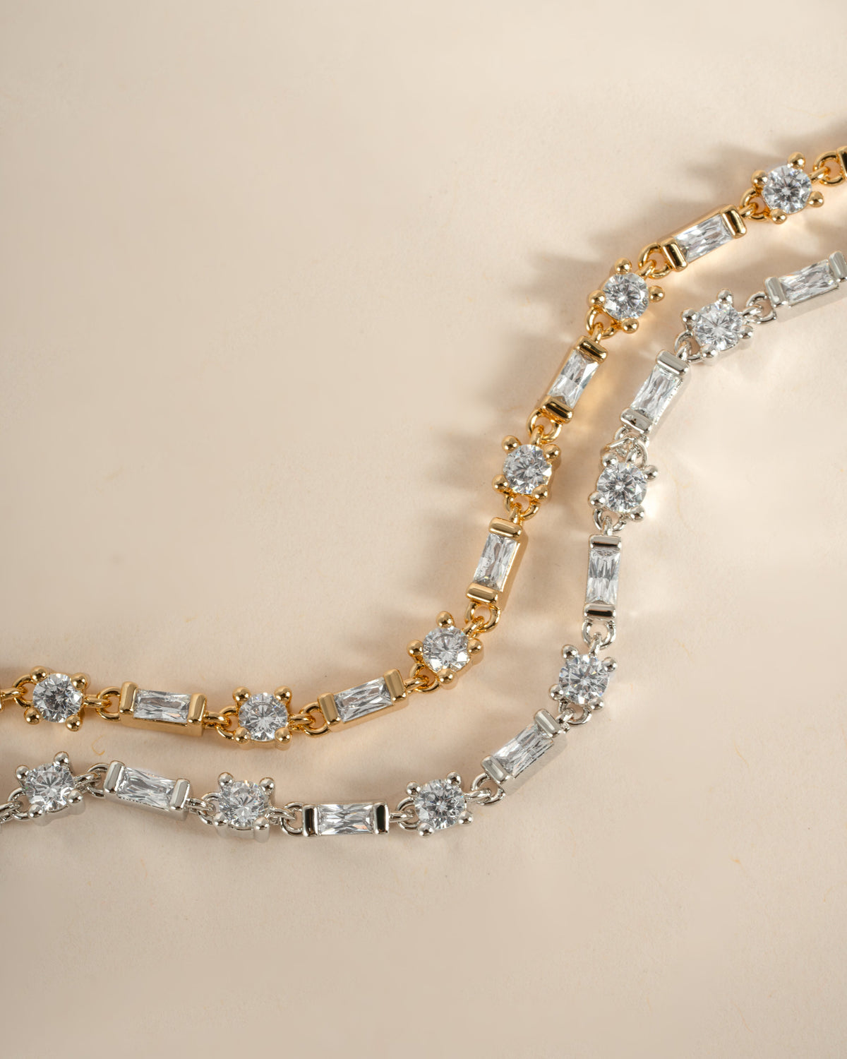 Baguette & Solitaire Diamond Bracelet