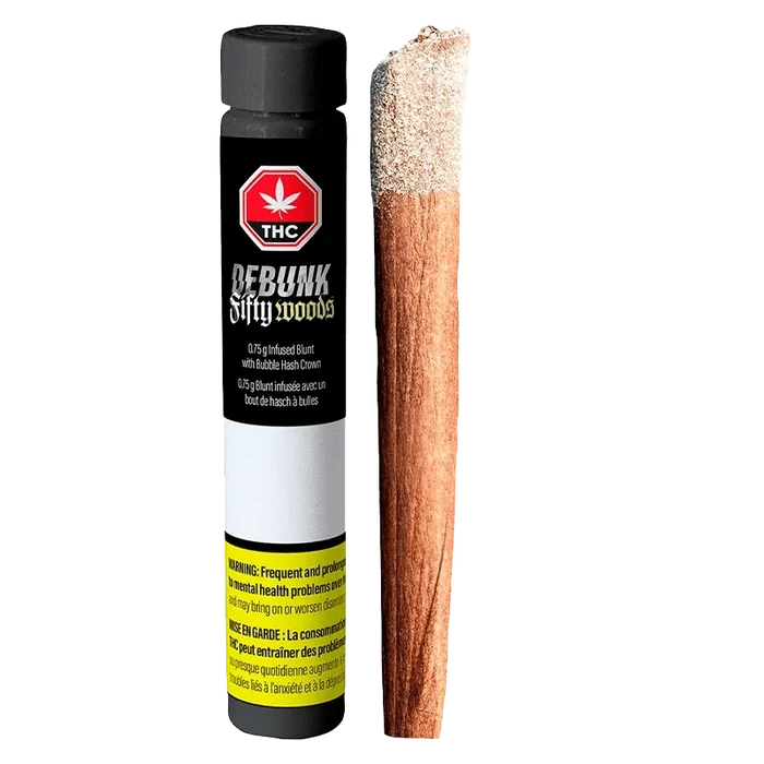 Front view of the Banana Triple Infused Blunt 0.75 g, with a colorful label and a slightly angled view.