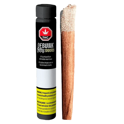 Front view of the Banana Triple Infused Blunt 0.75 g, with a colorful label and a slightly angled view.