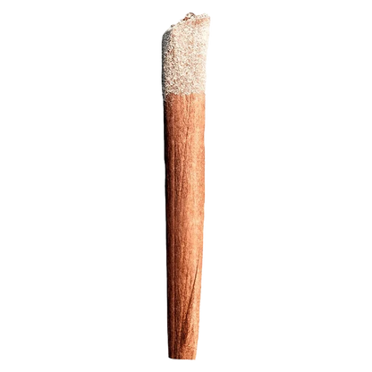 A close-up, angled view of the Banana Triple Infused Blunt, showing its cylindrical shape and textured paper wrap.