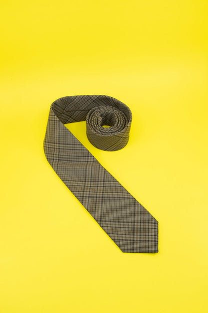 Beige & Brown Wool Check Tie | Ernest W. Baker | DEPARTAMENTO
