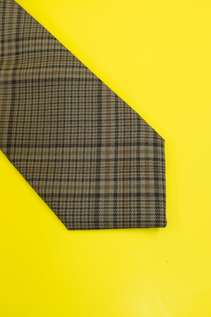 Beige & Brown Wool Check Tie | Ernest W. Baker | DEPARTAMENTO