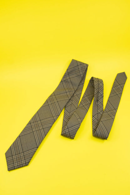 Beige & Brown Wool Check Tie | Ernest W. Baker | DEPARTAMENTO