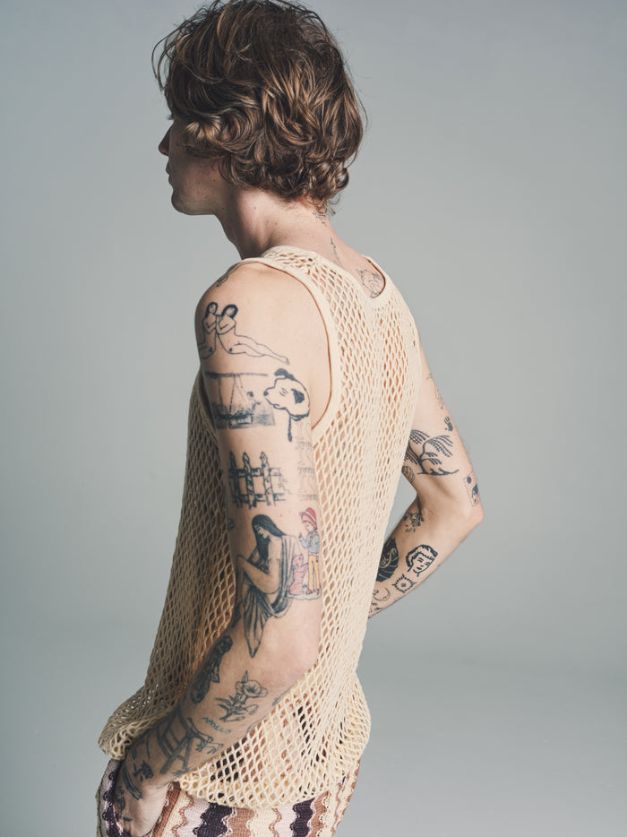 Beige Knitted Trev Tank Top