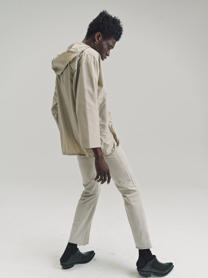 Beige Nylon No.152 Knitted Zipper Trousers | Gabriela Coll Garments | DEPARTAMENTO