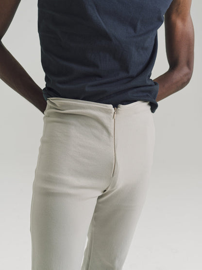 Beige Nylon No.152 Knitted Zipper Trousers | Gabriela Coll Garments | DEPARTAMENTO