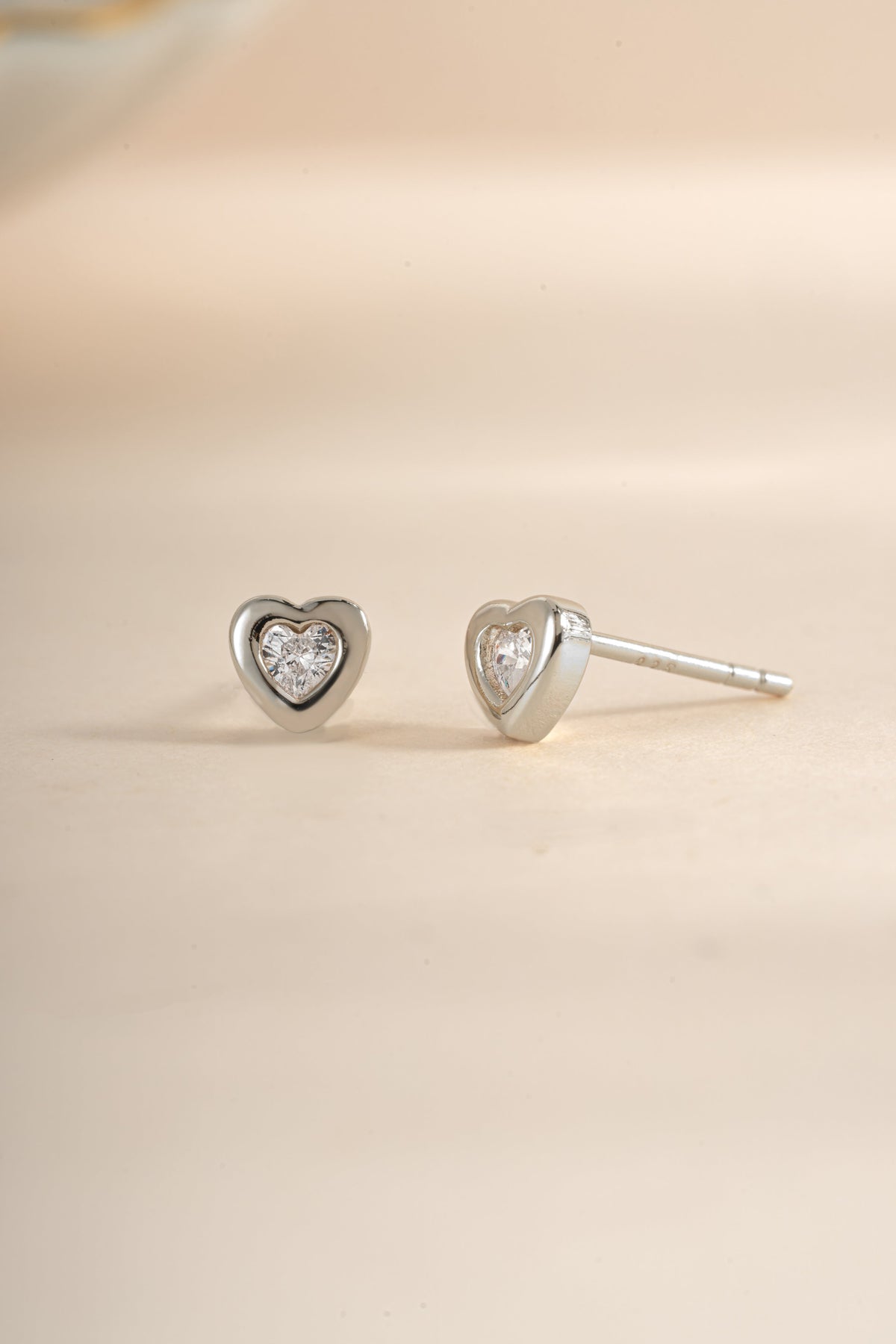 Bezel Heart Studs