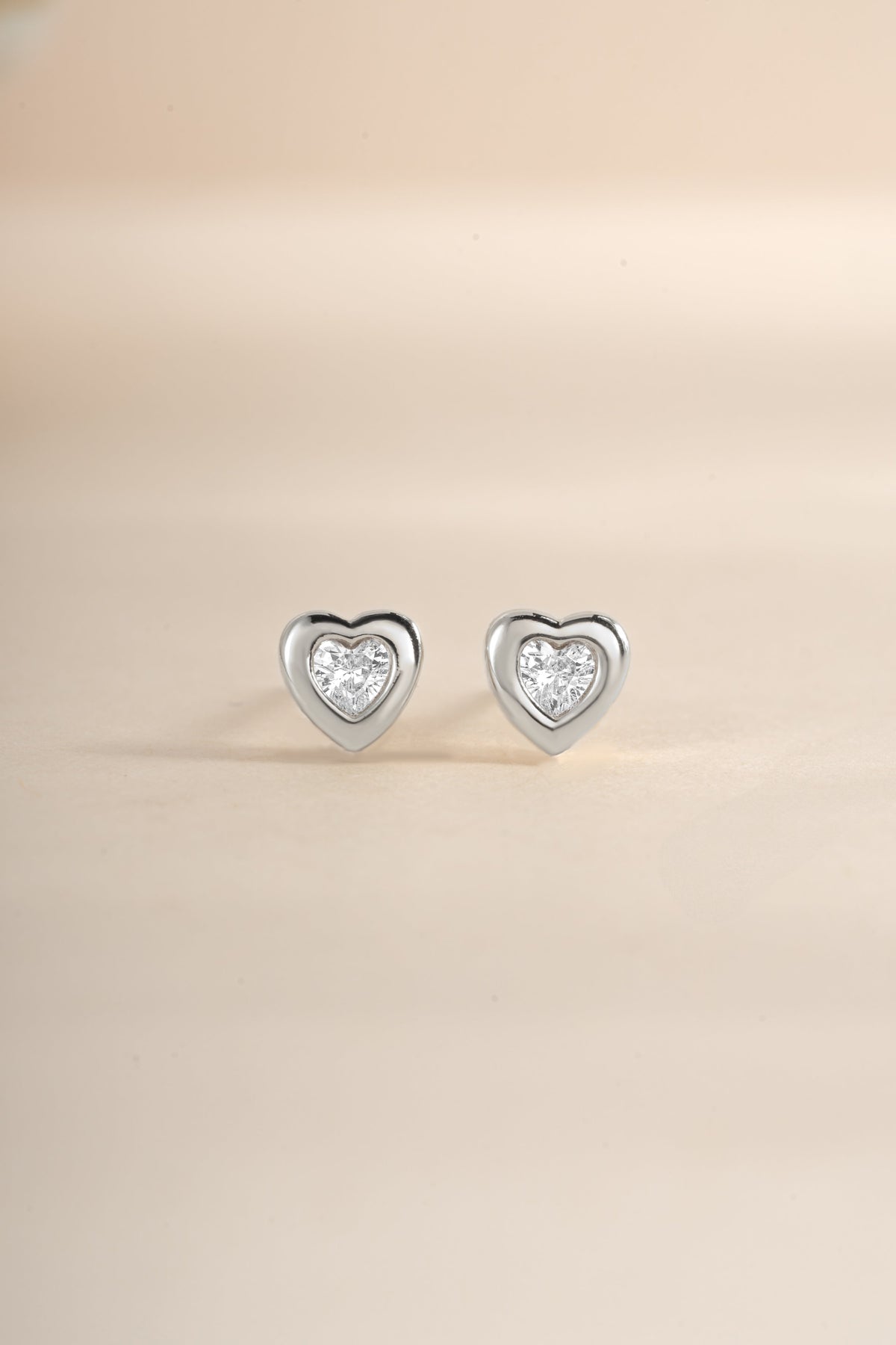 Bezel Heart Studs