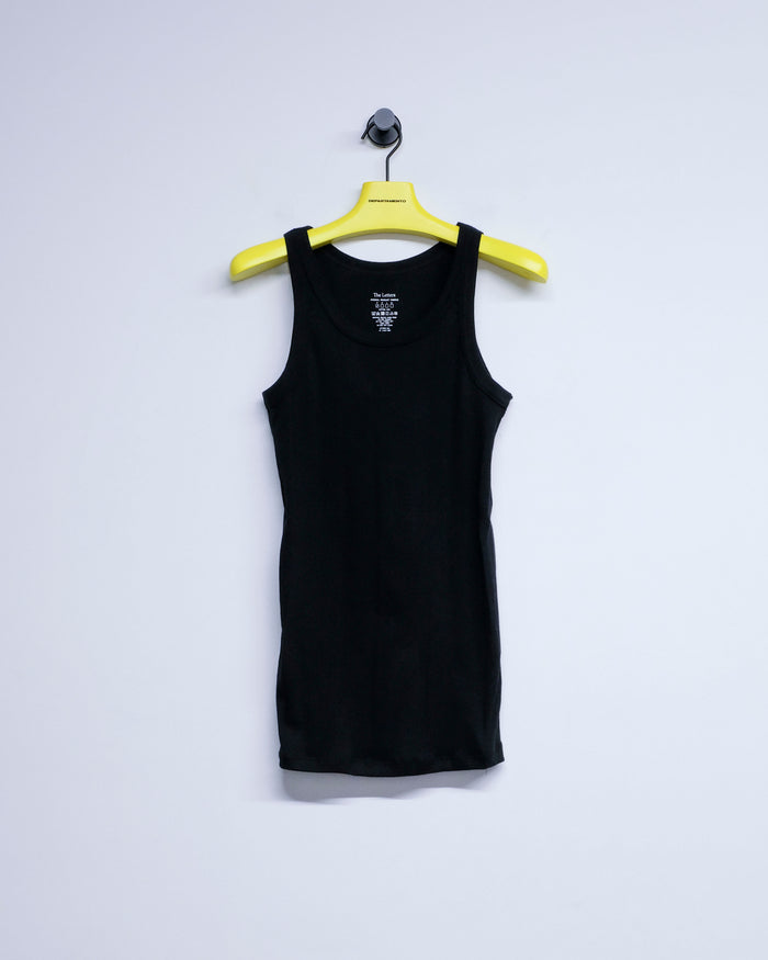 Black Cotton Random Teleco Rib Tank Top