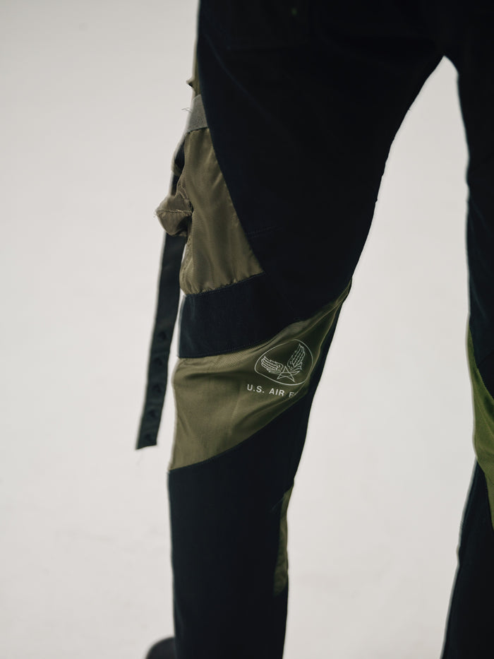 Black Denim Up-cycled Military Combine Jeans | Old Park | DEPARTAMENTO