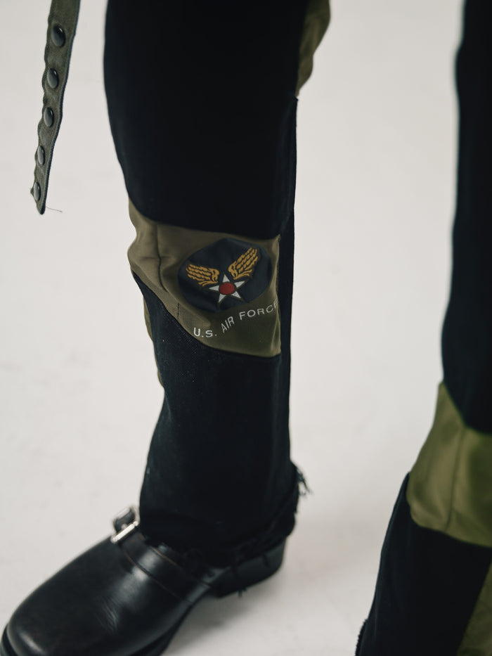 Black Denim Up-cycled Military Combine Jeans | Old Park | DEPARTAMENTO