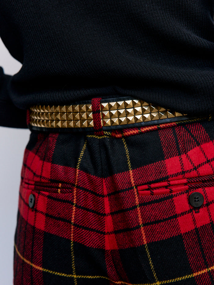 Black & Gold Pyramid Studded Large Buckle Belt | Ernest W. Baker | DEPARTAMENTO