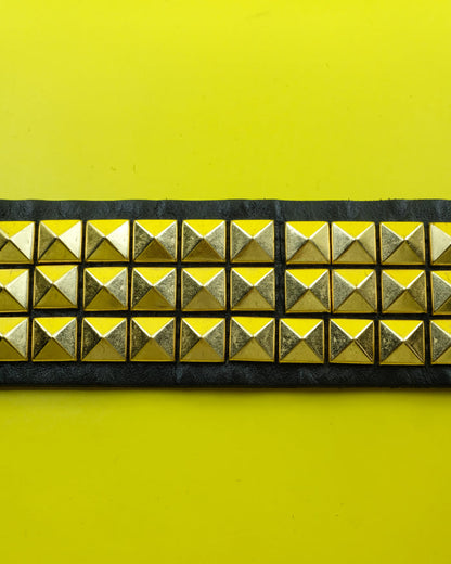 Black & Gold Pyramid Studded Large Buckle Belt | Ernest W. Baker | DEPARTAMENTO