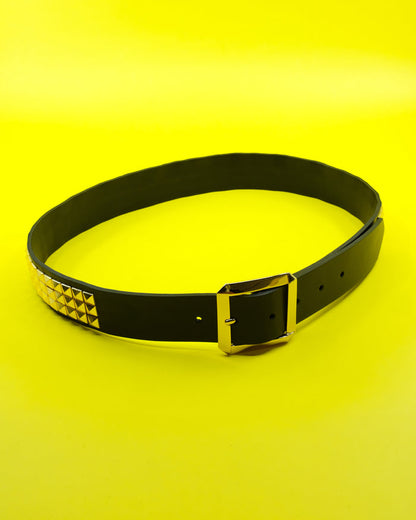 Black & Gold Pyramid Studded Large Buckle Belt | Ernest W. Baker | DEPARTAMENTO