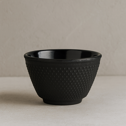 Black Hobnail Cast Iron Teacup